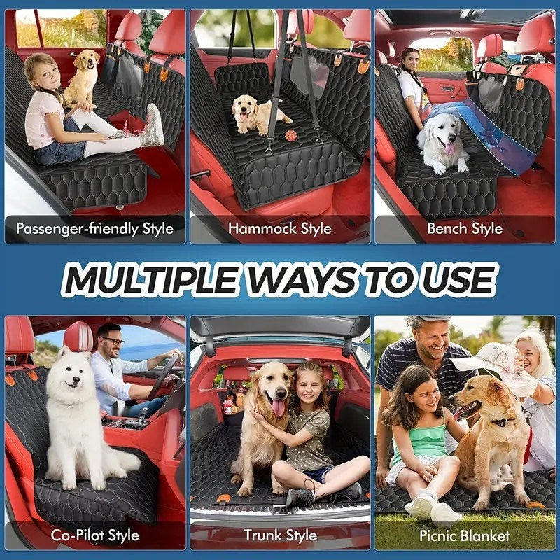 Dog rear seat cover, waterproof car seat protector with side wings, scratch resistant dog rear seat cover, durable anti slip dog hammock suitable for cars, trucks, and SUVs - Mountain Lakes Mall