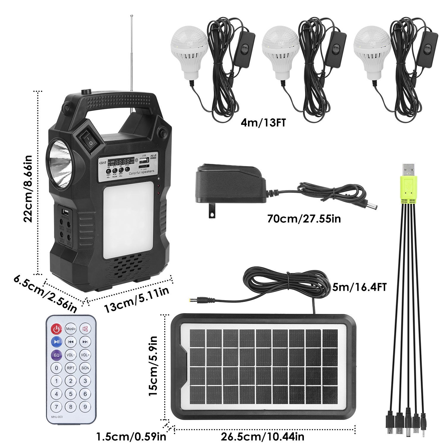 Portable Solar Power Station Rechargeable Backup Power Bank w/Flashlight 3 Lighting Bulbs For Camping Outage Garden Lamp - Mountain Lakes Mall