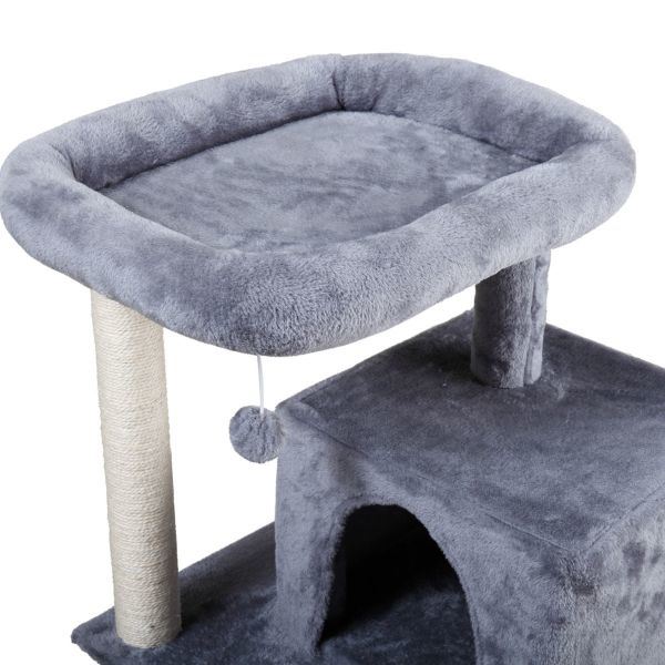 Double-layer cat Tree with cat house and ladder - light gray XH - Mountain Lakes Mall