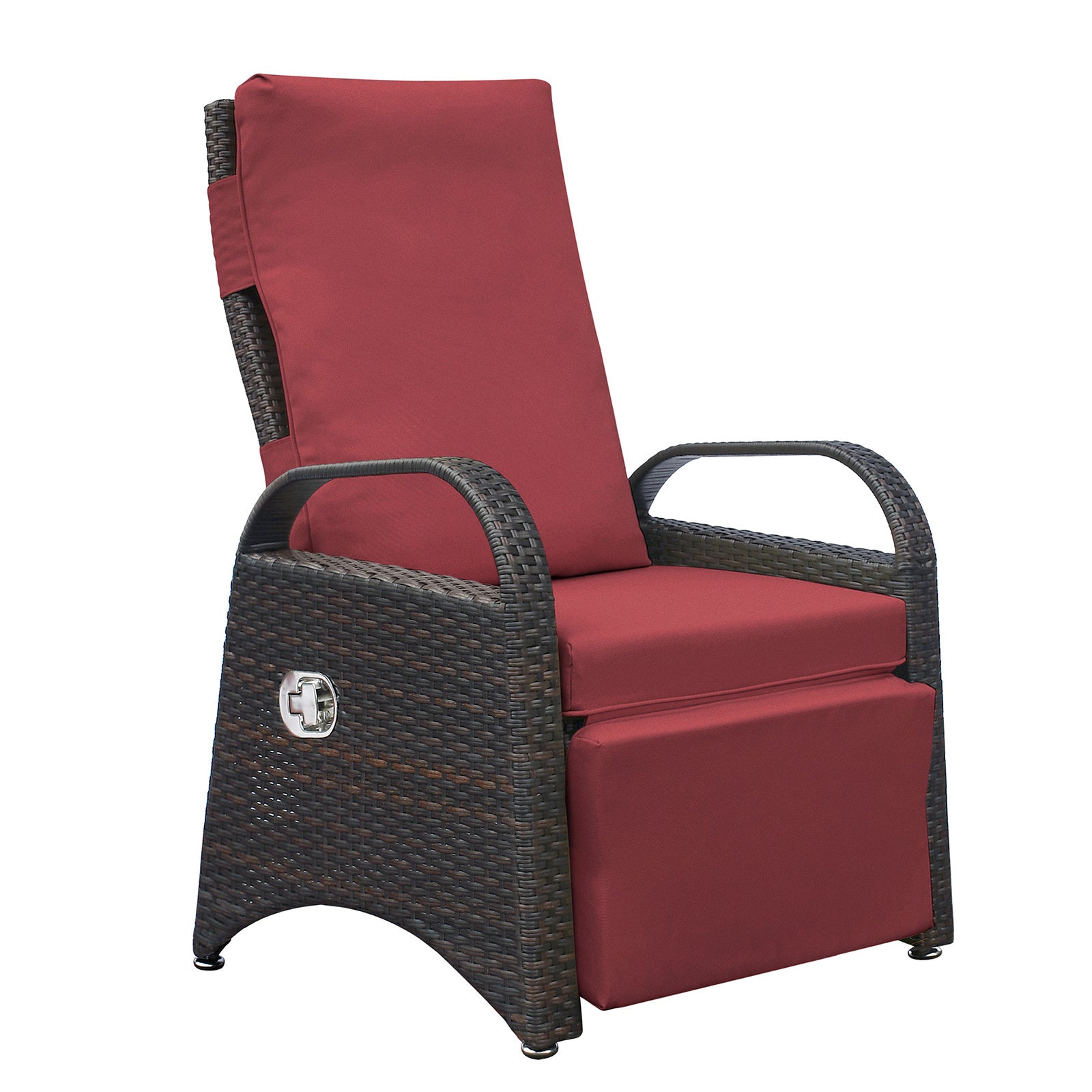 Outdoor Adjustable Wicker Recliner with Flip Table - Mountain Lakes Mall