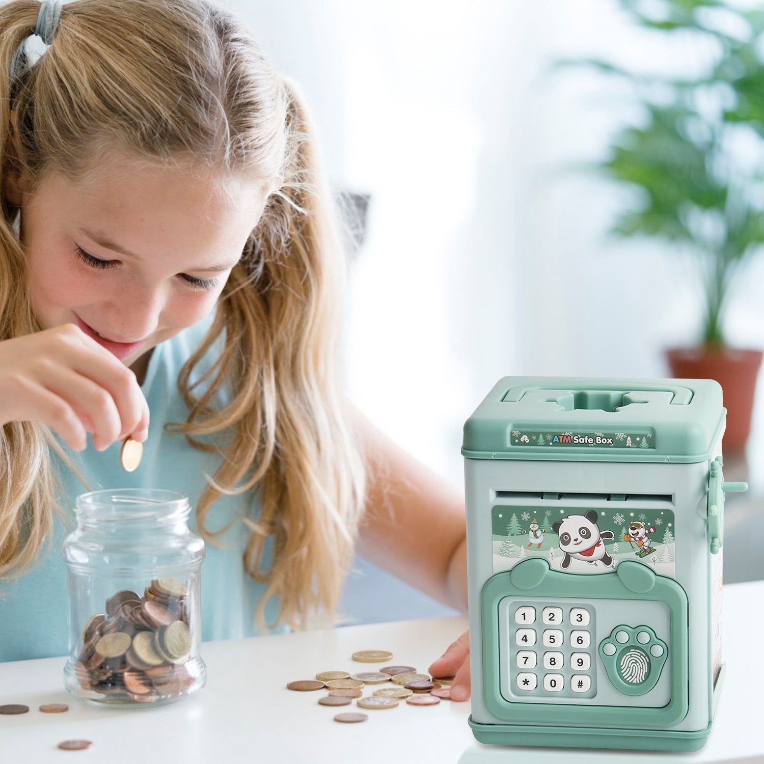 Piggy Bank Toy Cash Coin Money Bank Money Saving Box with Password Fingerprint Voice Promp - Mountain Lakes Mall