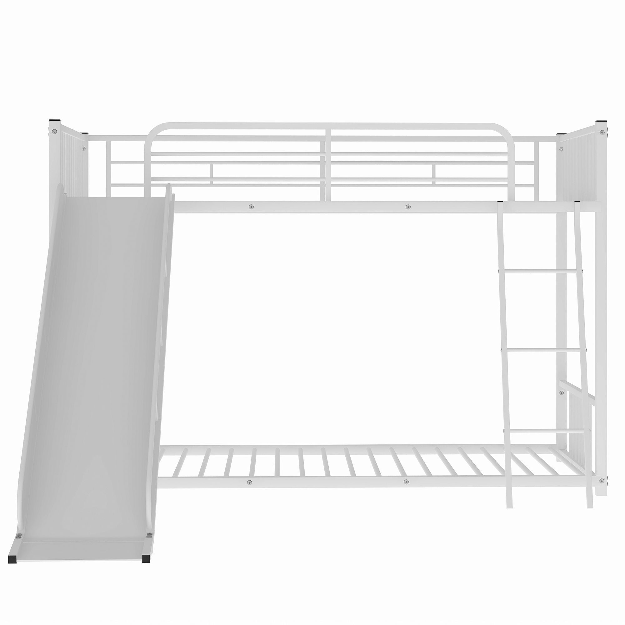 Metal Bunk Bed with Slide, Twin over Twin