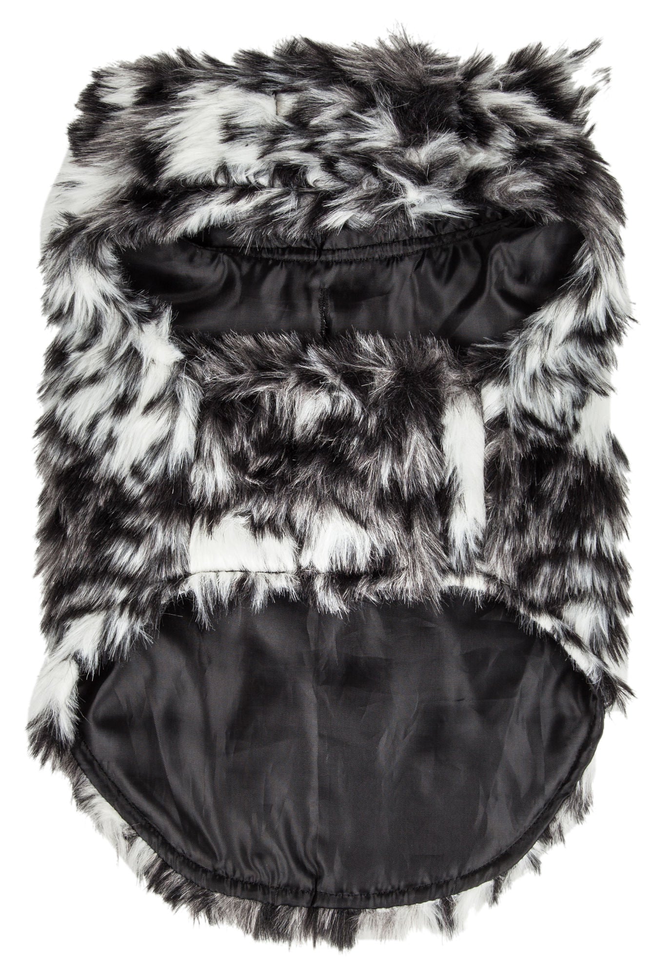 Pet Life Luxe 'Paw Dropping' Designer Gray-Scale Tiger Pattern Mink Fur Dog Coat Jacket - Mountain Lakes Mall