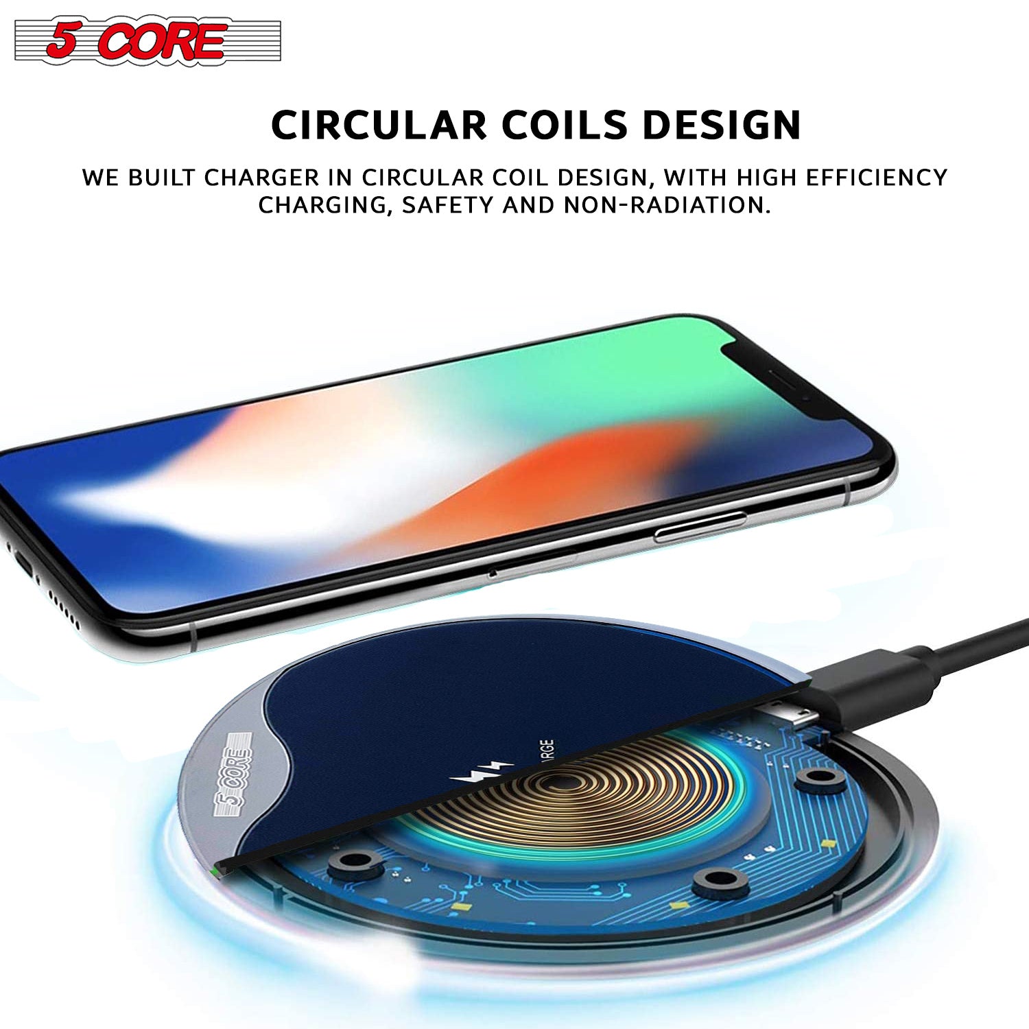 Wireless Fast Charger Pad Glass Top Qi 15W Boost charge for iPhone Samsung Slim Wire Less Charging USB-C 2020 5 Core cell phone accessories CDKW01 MG - Mountain Lakes Mall