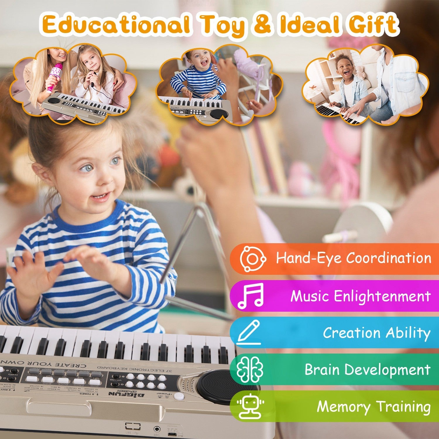 37 Keys Digital Music Electronic Keyboard Electric Piano Musical Instrument Kids Learning - Mountain Lakes Mall