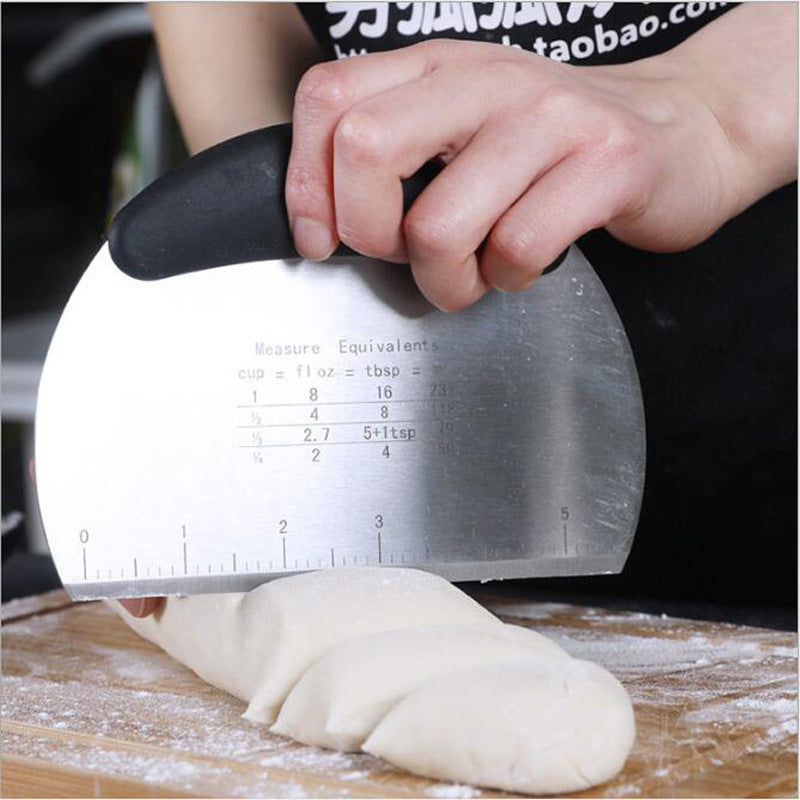 Dough Cutter with Scale Stainless Steel Noodles Cutter Baking Knife Kitchen Gadget Baking Pastry Tools - Mountain Lakes Mall