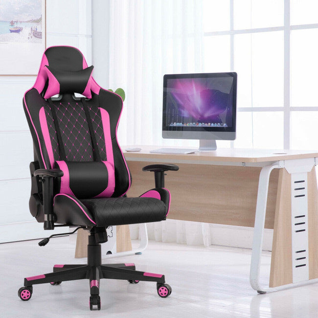 Massage Gaming Chair with Lumbar Support and Headrest - Mountain Lakes Mall