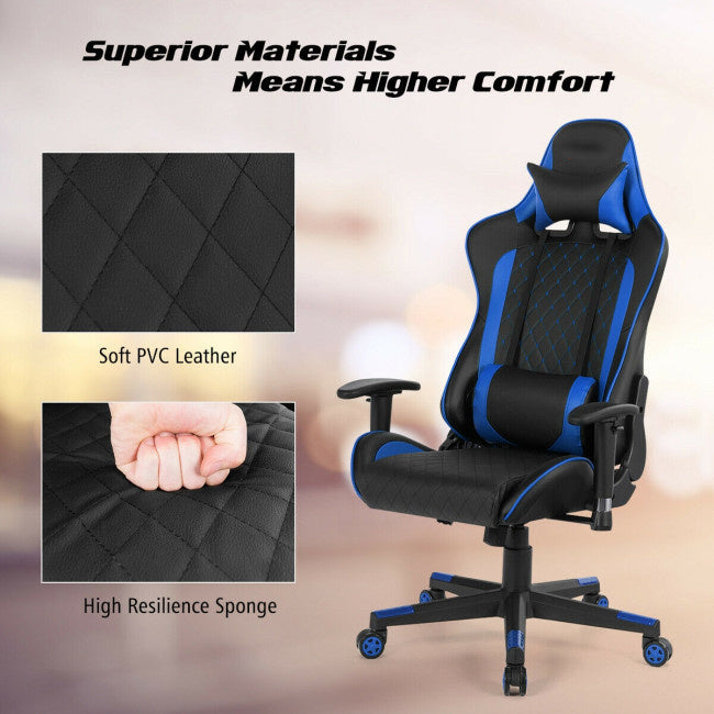 Massage Gaming Chair with Lumbar Support and Headrest - Mountain Lakes Mall