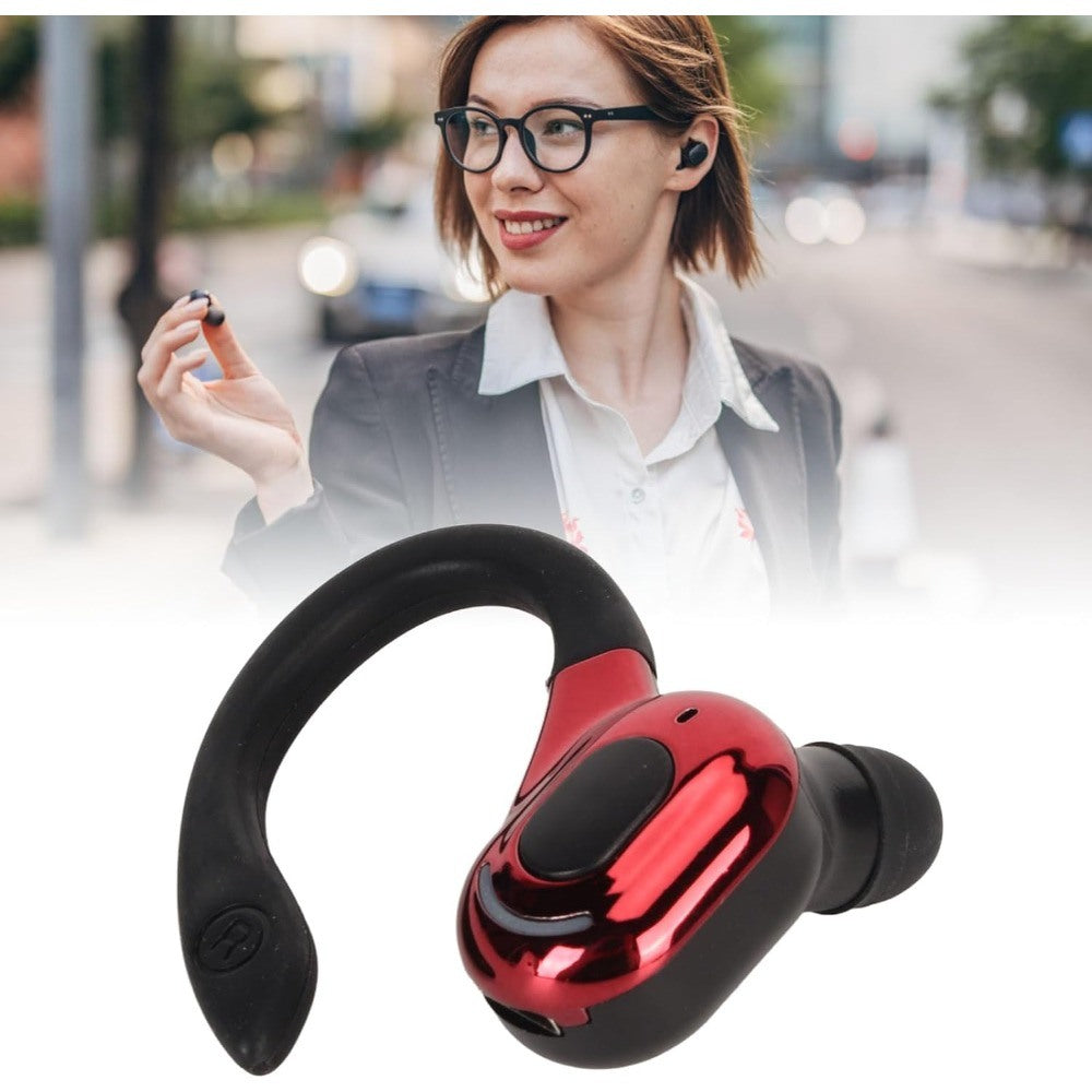 Red Bluetooth Earpiece, HiFi Stereo Sound Wireless Handsfree Headset with Charging Cable, Noise Reduction IPX4 Waterproof Earphones for Smartphones Laptop Trucker Driver - Mountain Lakes Mall