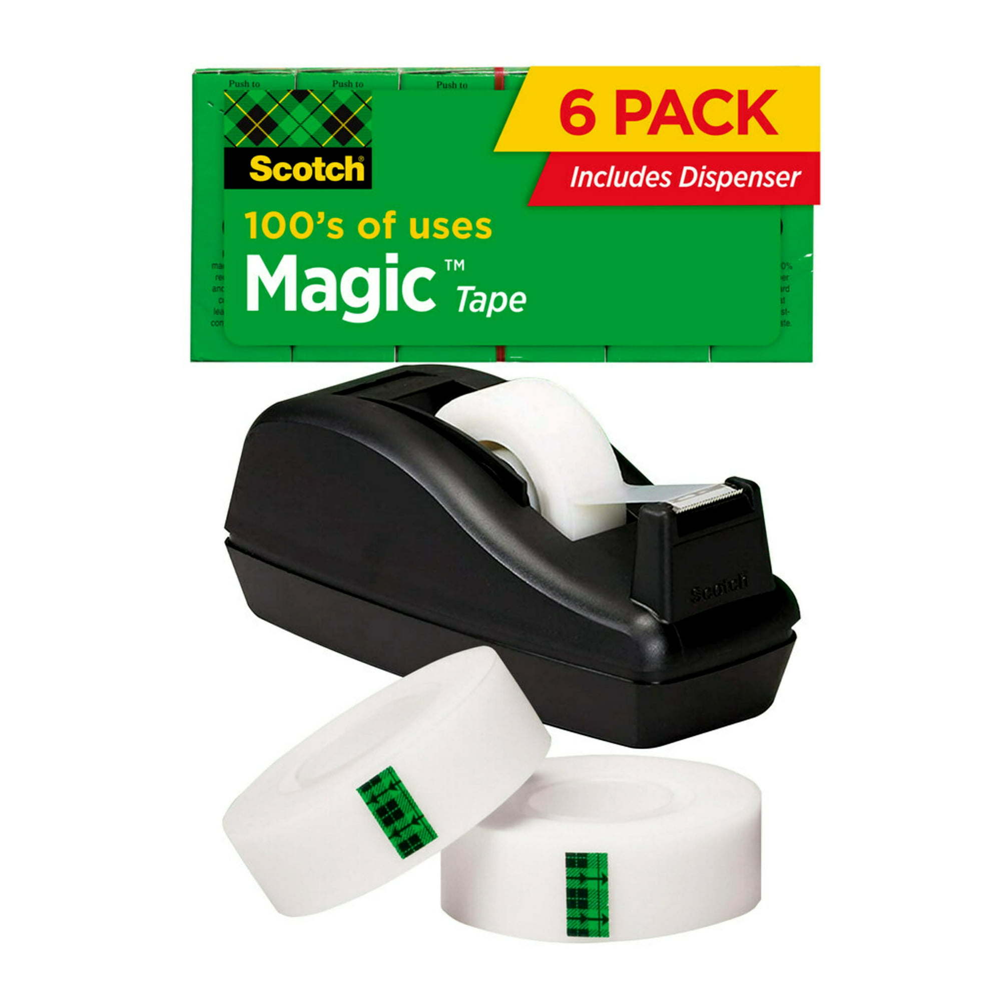 Scotch Magic Tape Value Pack, 3/4"x 1000", 6 Rolls & 1 Black Dispenser - Mountain Lakes Mall