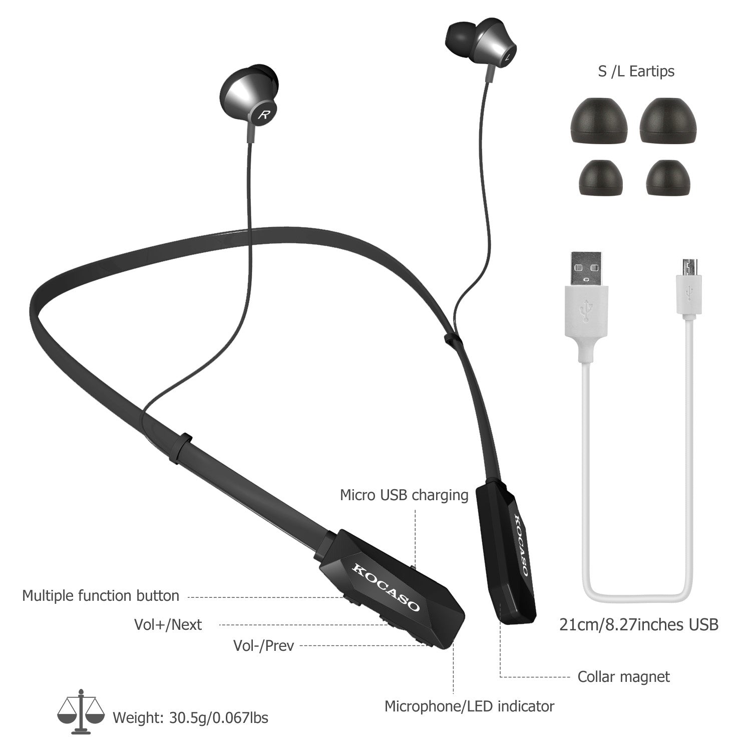 Wireless Neckband Headphones V4.2 Sweat-proof Sport Headsets Earbuds In-Ear Magnetic Neckbands Stereo Earphone - Mountain Lakes Mall