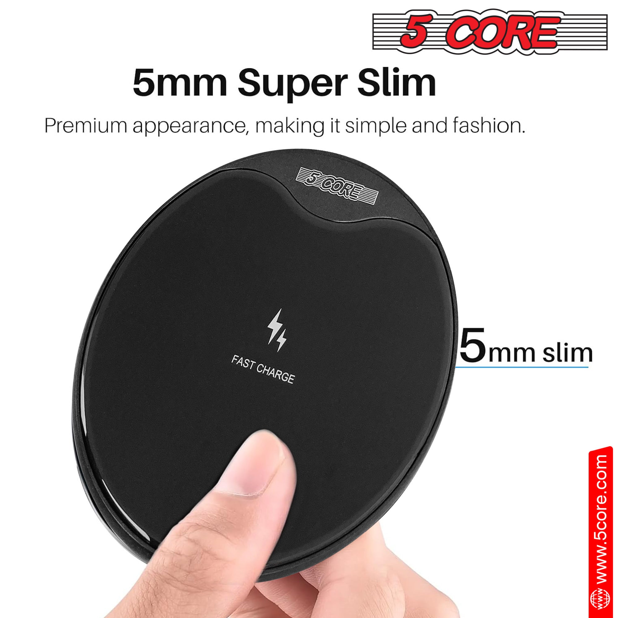 5 Core Wireless Charger, 15W Qi-Certified Max Fast Wireless Charging - Mountain Lakes Mall