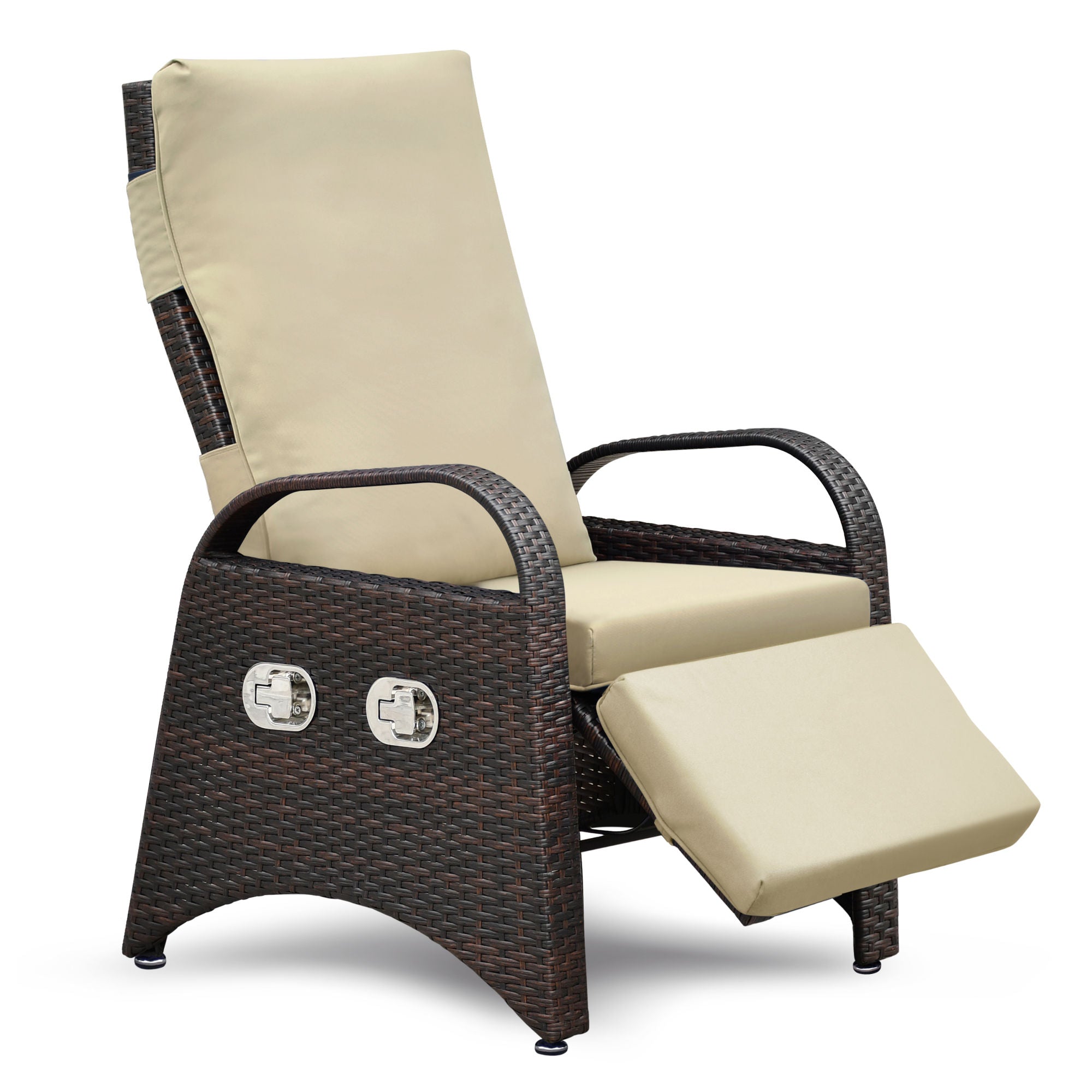 Outdoor Adjustable Wicker Recliner with Flip Table - Mountain Lakes Mall