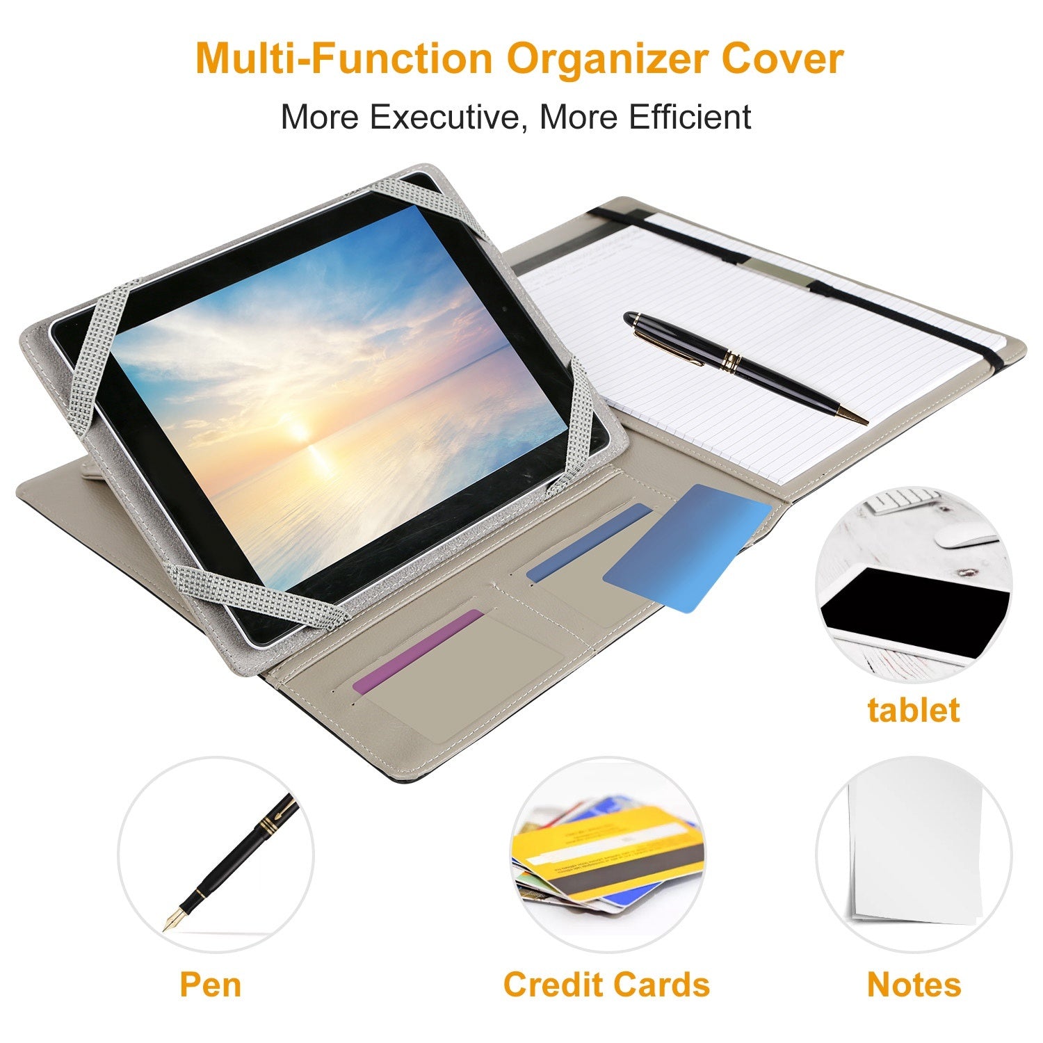 Organizer Case For 9.7in Tablet PC Business Tablet Portfolio with A5 Notepad Paper Pad Card Holder - Mountain Lakes Mall