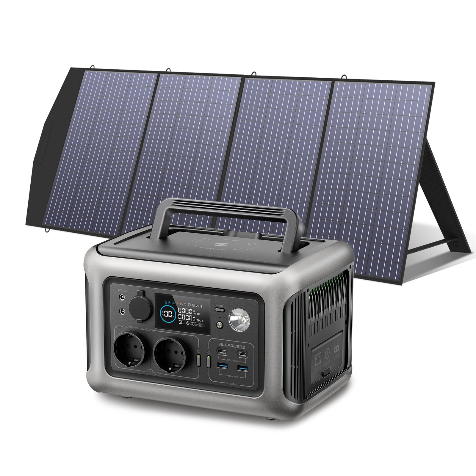 ALLPOWERS R600 Solar Generator with Solar Panel included, 600W 299Wh LiFePO4 Portable Power Station with Solar Charger for Camp - Mountain Lakes Mall