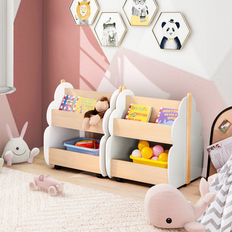 Kids Wooden Bookshelf with Universal Wheels - Mountain Lakes Mall