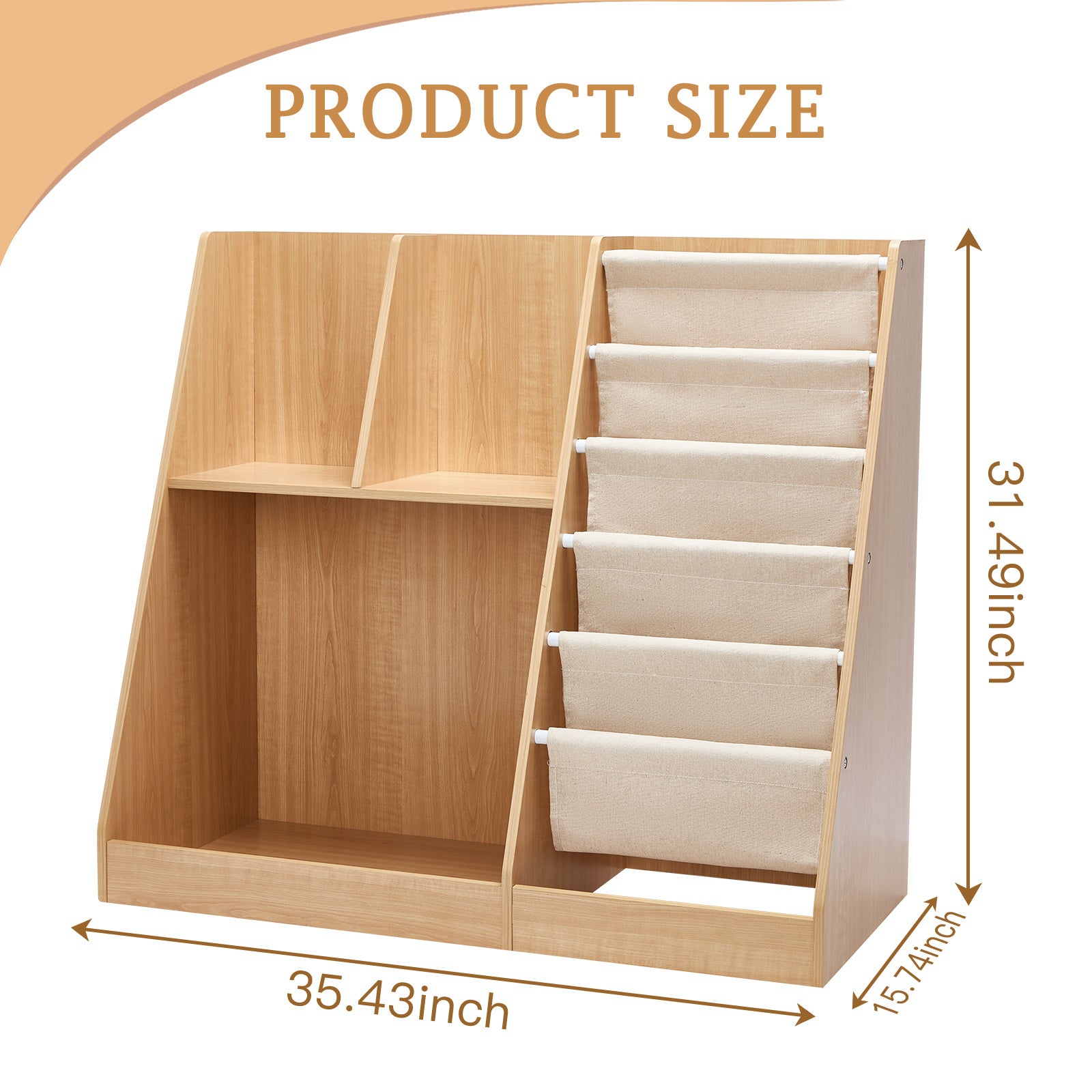 Kids Bookshelf and Toy Storage Organizer, Wooden Kids Book Shelf,Childrens Bookshelf, Bookcase for Kids Room,Nursery Bookcase for Kids, Children, Toddlers - Mountain Lakes Mall