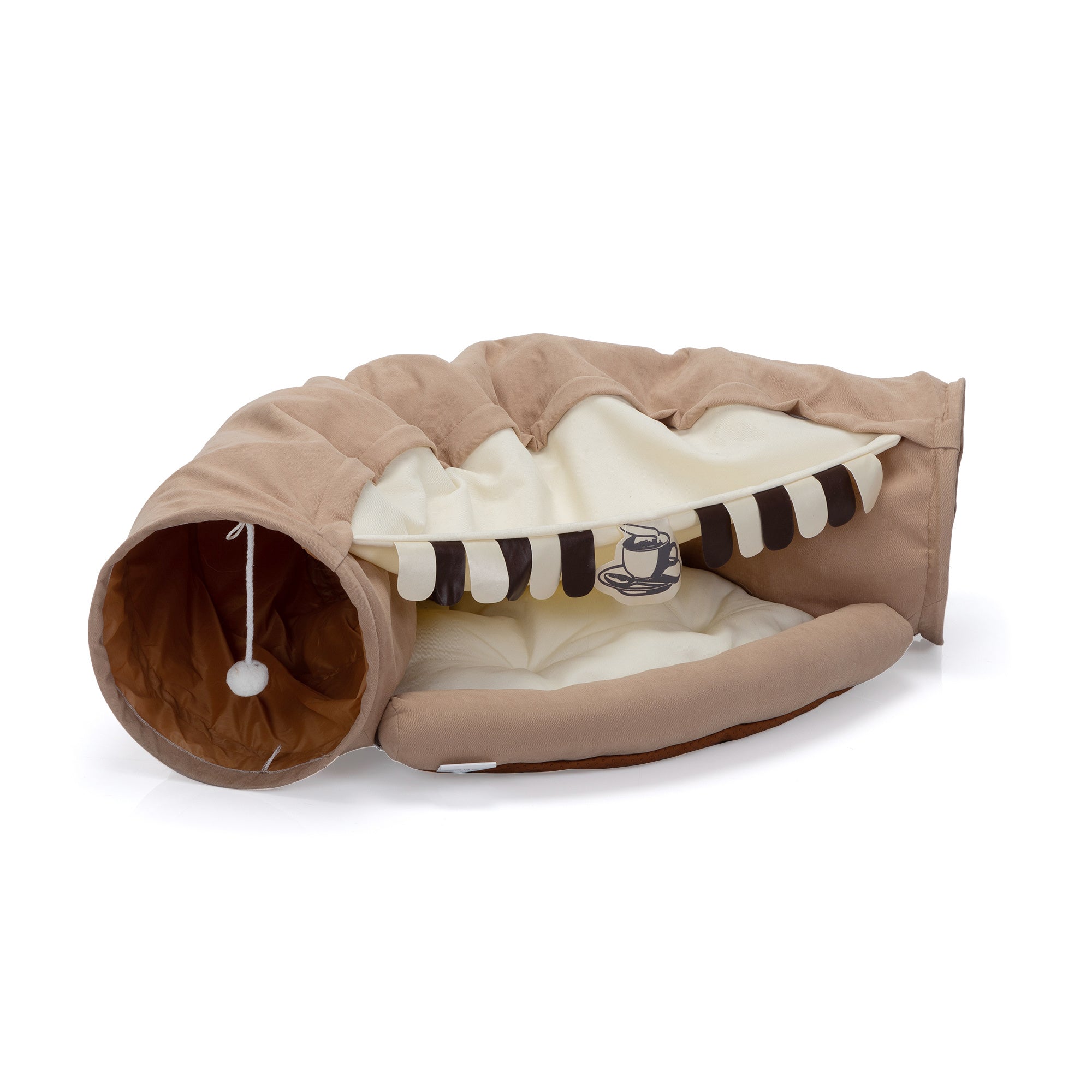 Collapsible Cat Tunnel Bed;  Hide Tunnel for Indoor Cats with Hanging Toys and Cushion Mat;  XH - Mountain Lakes Mall