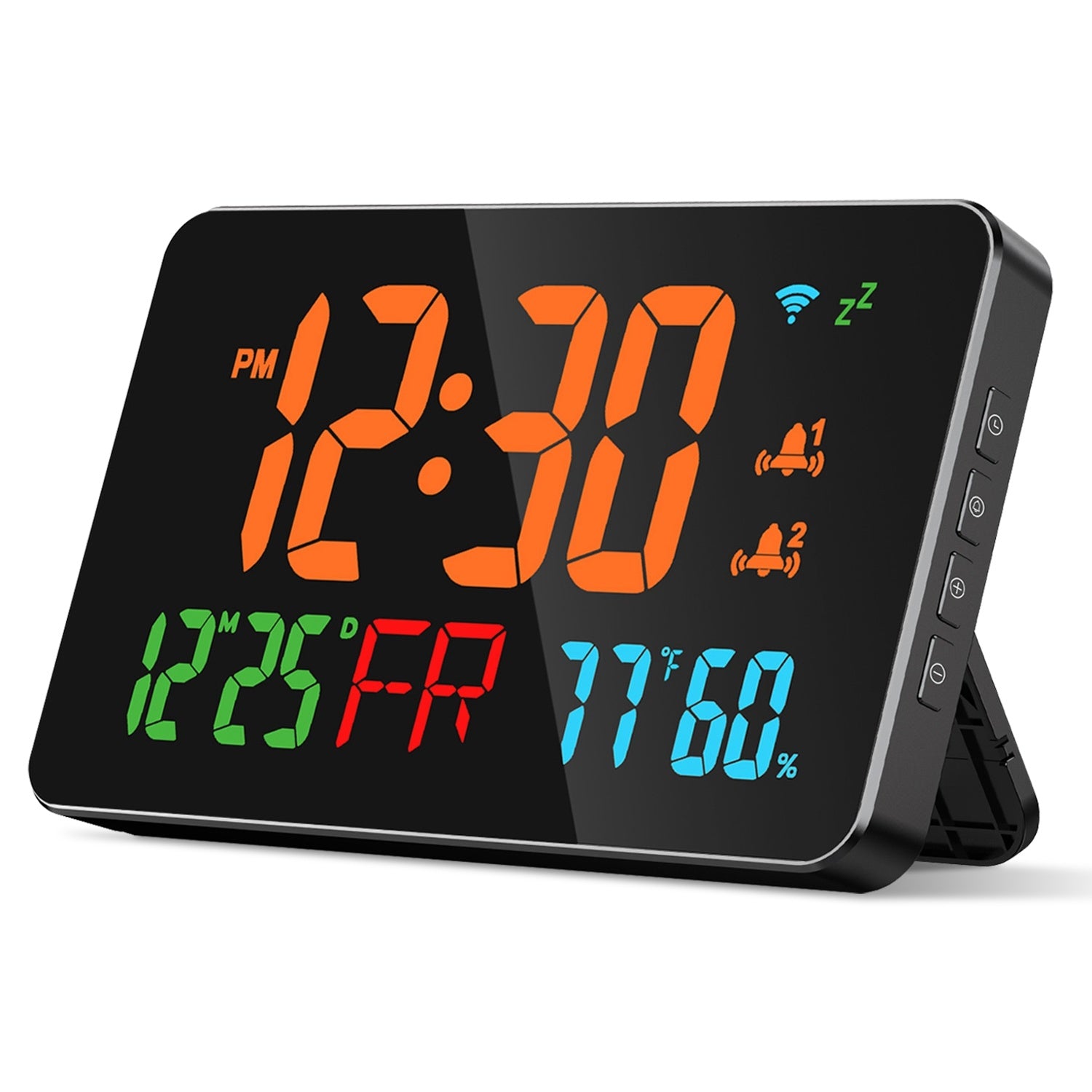 WiFi Auto Set Alarm Clock LED Digital Clock With 2 Alarm Setting Snooze 4 Brightness Levels Auto Light Sensing Temperature Humidify Monitor App Control - Mountain Lakes Mall