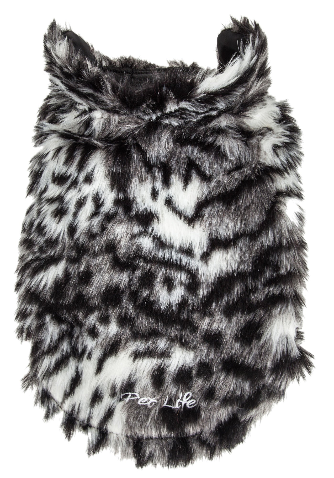 Pet Life Luxe 'Paw Dropping' Designer Gray-Scale Tiger Pattern Mink Fur Dog Coat Jacket - Mountain Lakes Mall